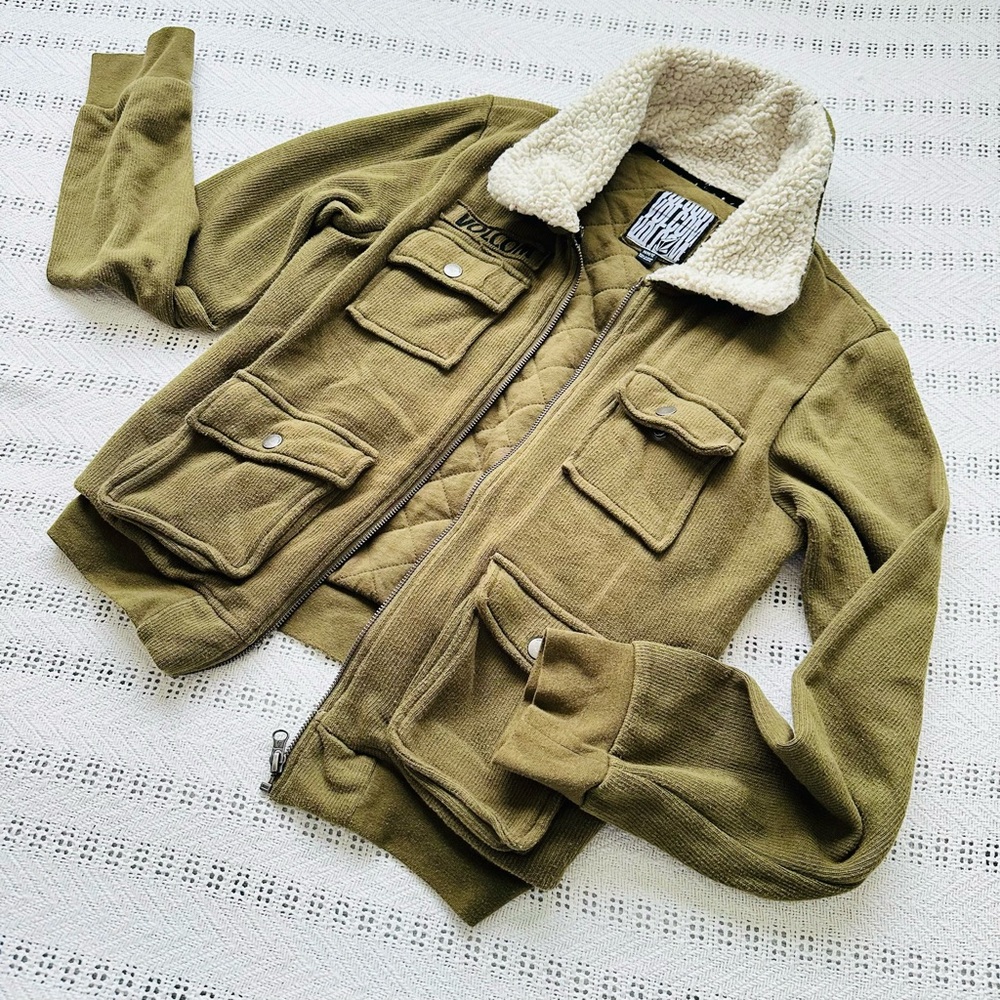 Volcom Green Sherpa-Collar Field Jacket